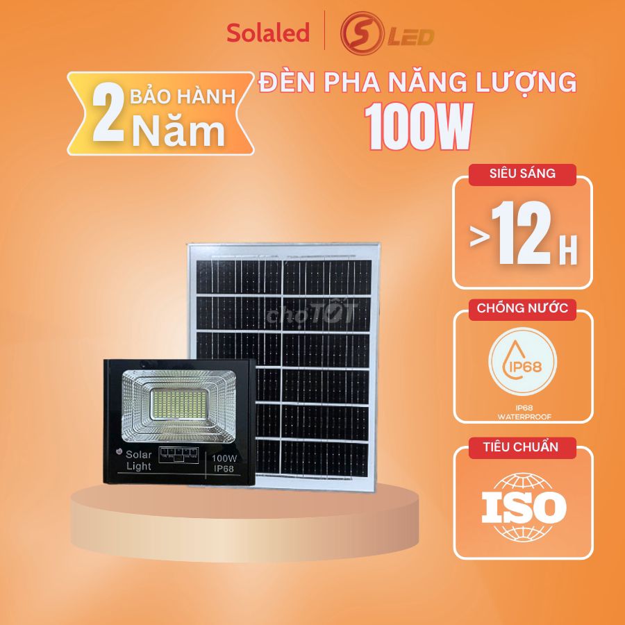 Đèn năng lượng mặt trời 100w, bền bỉ, chống nước