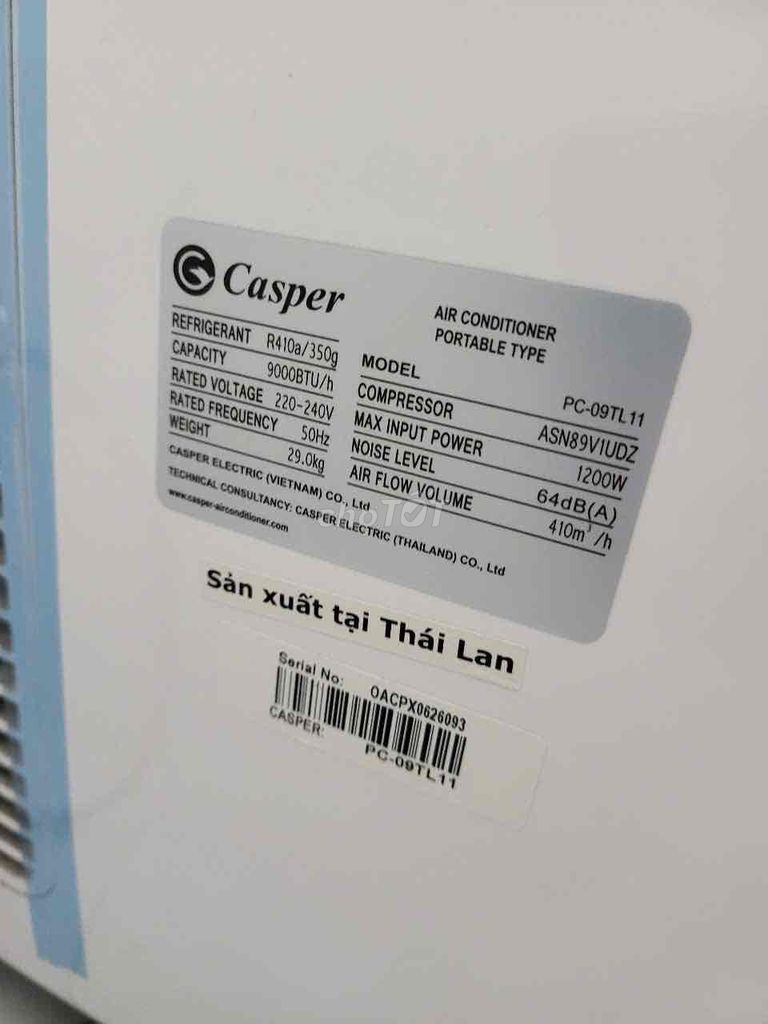 BÁN MÁY LẠNH DI ĐỘNG CASPER 1HP CÒN MỚI 90%