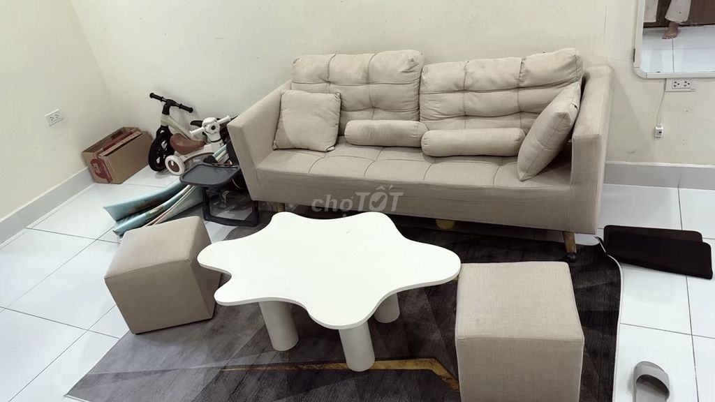 Bộ sofa Vải màu Be Đã sử dụng. Mua bán Bàn ghế tại Quận Ngô Quyền Hải Phòng được đăng bởi Hoàng Thu Thảo hình 1