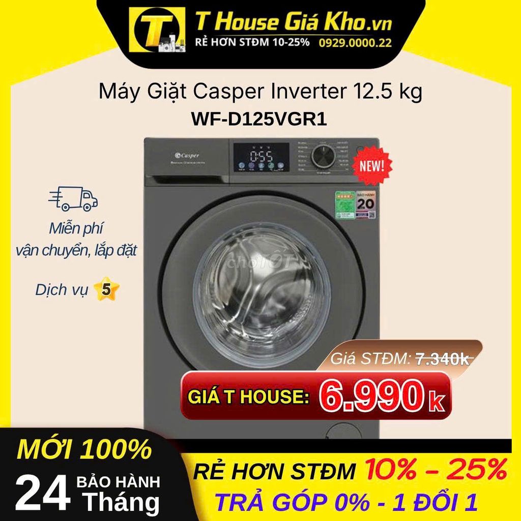 Máy giặt 𝐂𝐚𝐬𝐩𝐞𝐫 𝐈𝐧𝐯𝐞𝐫𝐭𝐞𝐫 𝟏𝟐.𝟓 𝐤𝐠 𝐖𝐅-𝐃𝟏𝟐𝟓𝐕𝐆𝐑𝟏. Mua bán Máy giặt tại Quận Hải Châu Đà Nẵng được đăng bởi Thousgiakho hình 1