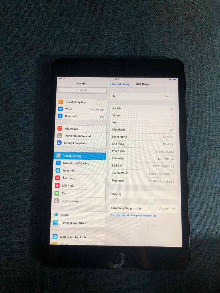 ipad mini 64gb bản ko sim như ảnh chụp trên.