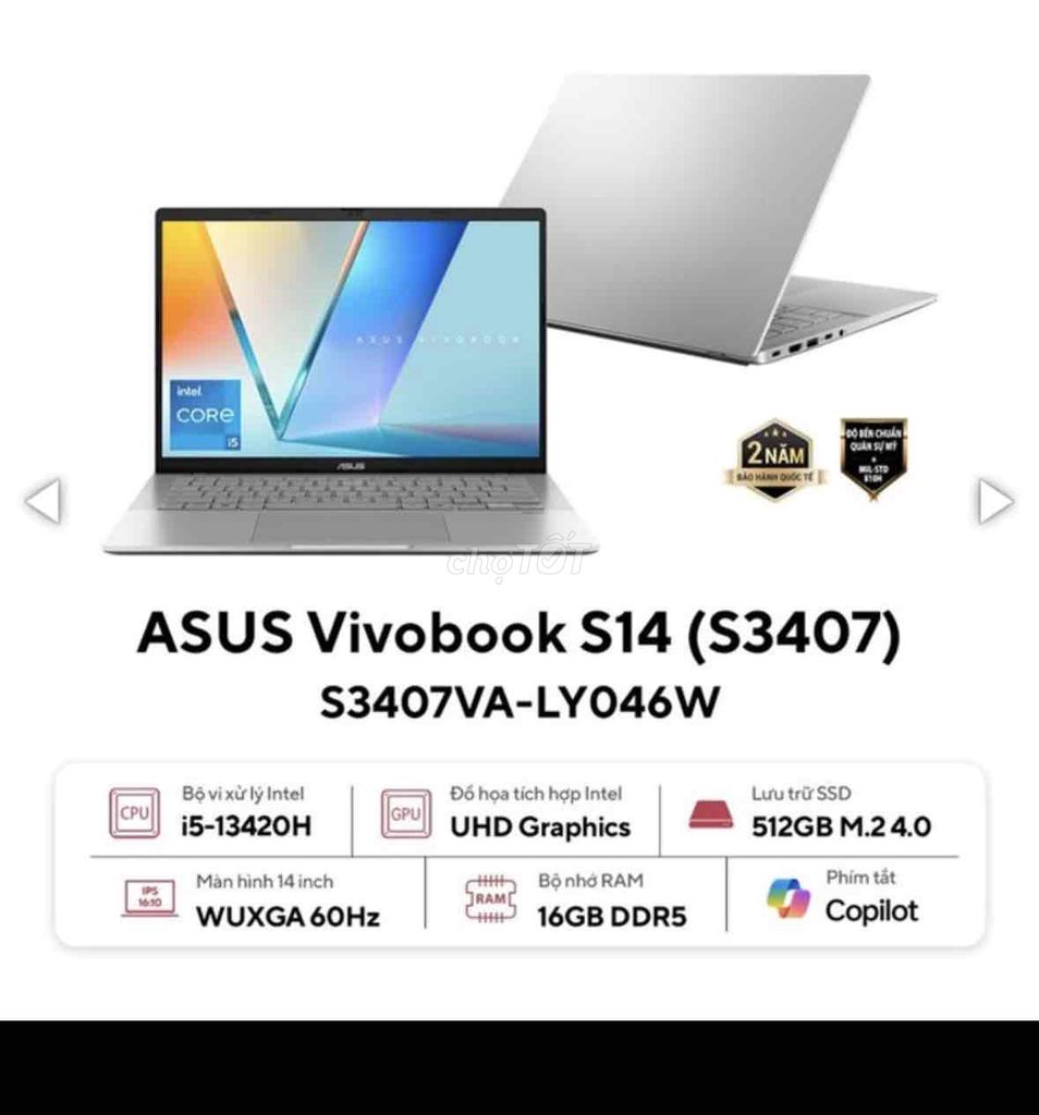 Asus Vivobook S14 i5-13420H - bh 11tháng. Mua bán Laptop tại Thành phố Bến Tre Bến Tre được đăng bởi lê minh  mobile hình 1