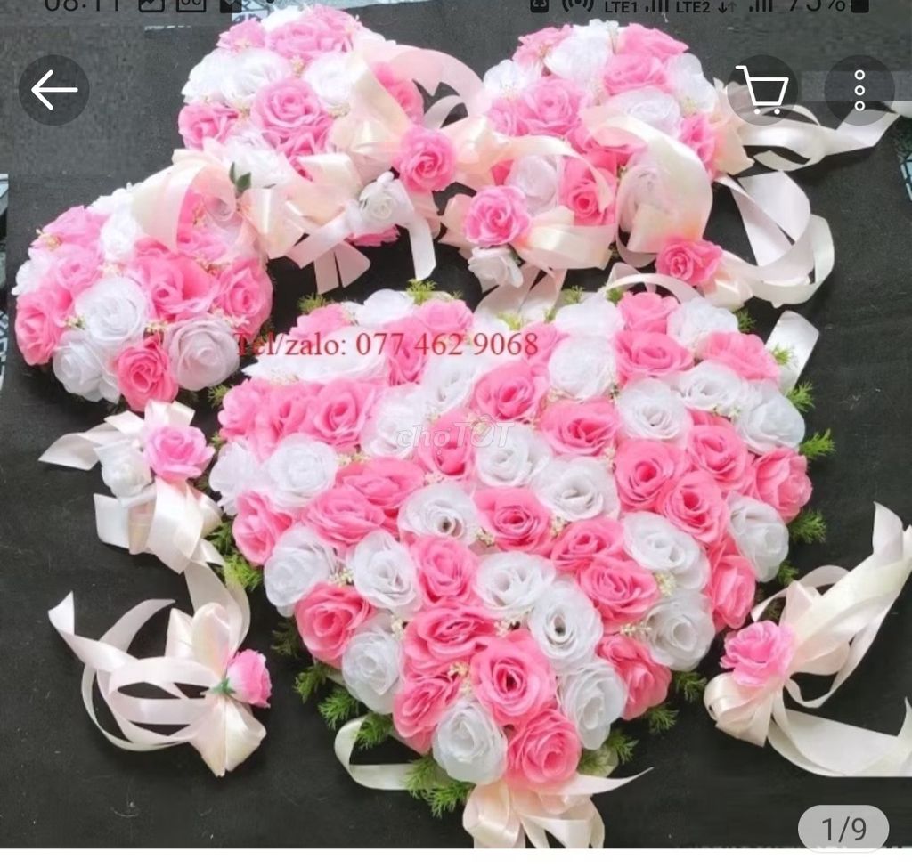 Hoa trang trí xe cưới Hồng Đỏ. Mua bán Cây cảnh, đồ trang trí tại Thành phố Bến Tre Bến Tre được đăng bởi Trần Quí hình 1