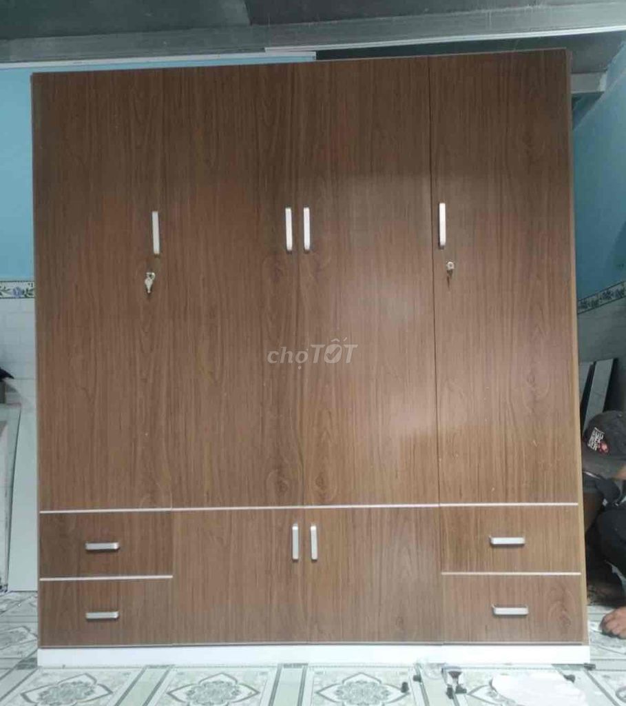 Tủ quần áo Nhựa Đài Loan Vân gỗ 1m8x1m65x43cm. Mua bán Tủ, kệ gia đình tại Thị xã Bến Cát Bình Dương được đăng bởi Hong Le hình 1