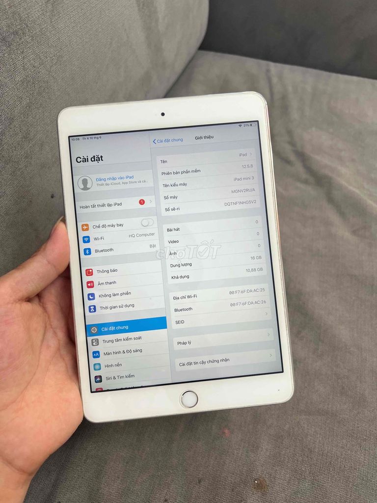 Apple iPad mini 3 16GB Bạc. Mua bán Máy tính bảng tại Quận Đống Đa Hà Nội được đăng bởi HQ Computer hình 1