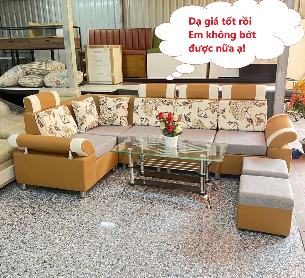 Bán rẻ Bộ ghế sofa da chân inox kèm bàn mới 98%