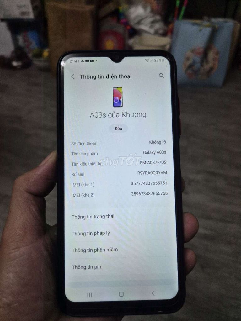 Samsung Galaxy A03s Xanh. Mua bán Điện thoại tại Quận 7 Tp Hồ Chí Minh được đăng bởi Khuong  hình 1