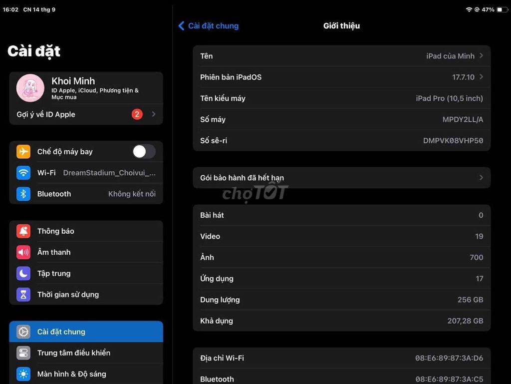 Apple iPad Pro 10.5 inch 256GB Bạc. Mua bán Máy tính bảng tại Quận Gò Vấp Tp Hồ Chí Minh được đăng bởi Minh Khôi hình 1