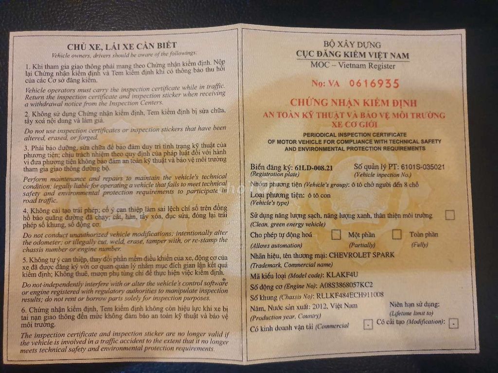 ✅Spark 5 chỗ  sx 2012 động cơ 0.8L. Mua bán Ô tô tại Quận Tân Bình Tp Hồ Chí Minh được đăng bởi hữu trí chuyên xe đẹp hình 10