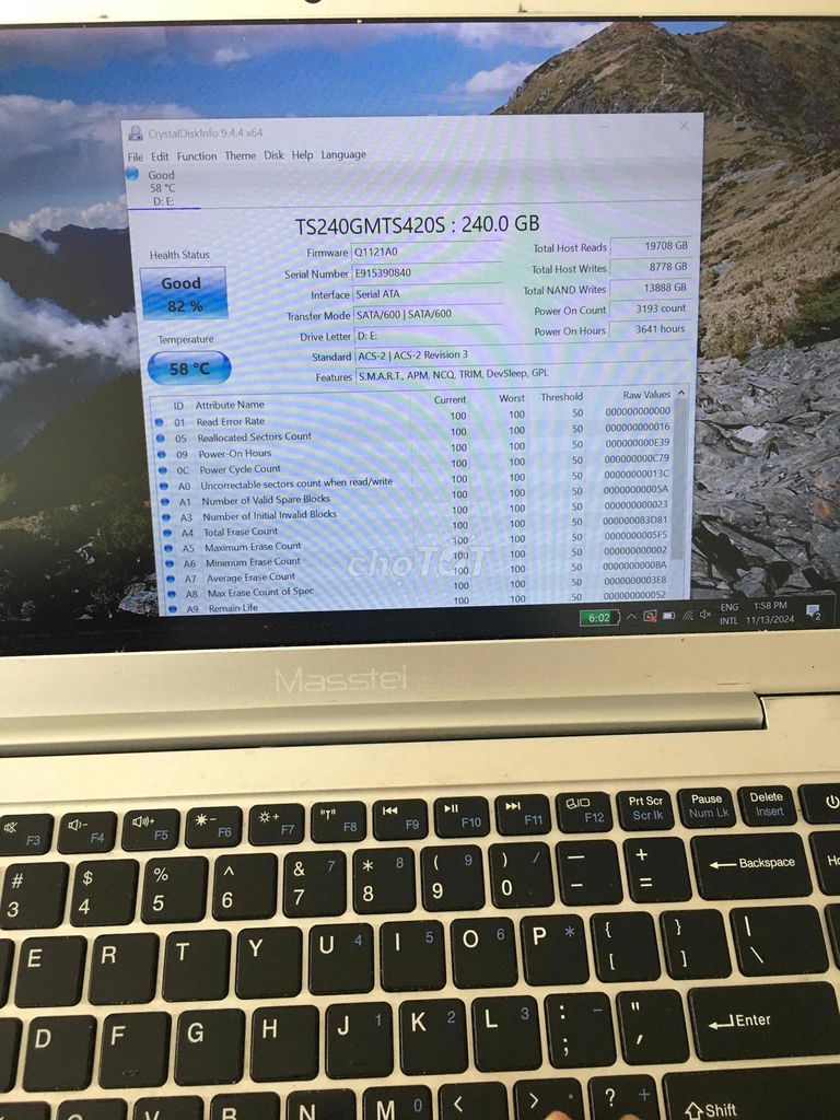 ssd m.2 240gb 2242 good như hình test msata