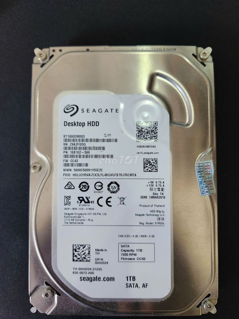 Ổ cứng HDD Seagate ST1000DM003 1TB SATA. Mua bán Linh kiện (RAM, Card...) tại Quận Long Biên Hà Nội được đăng bởi Đỗ Sĩ Quý hình 1