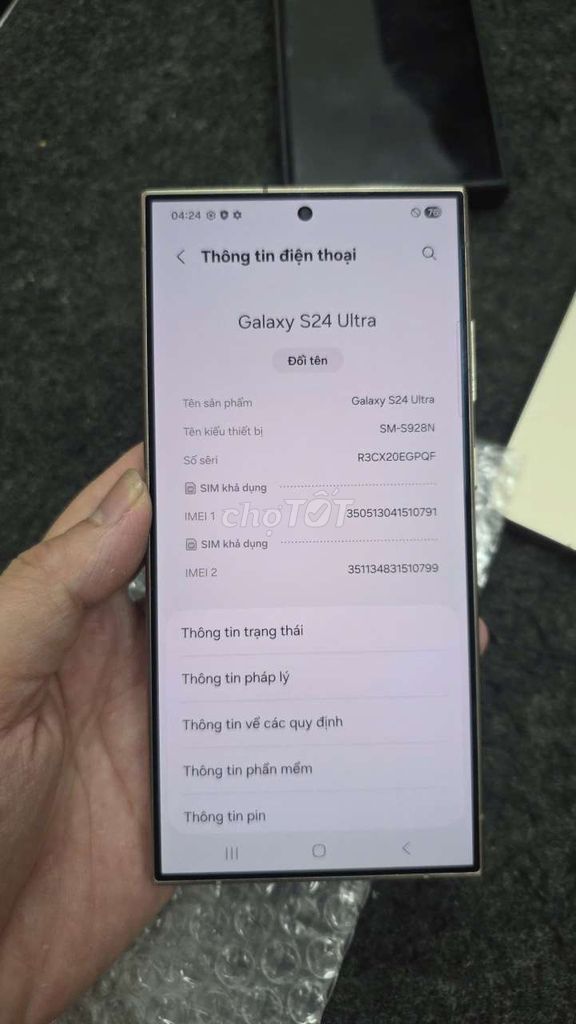 Samsung Galaxy S24 Ultra 12GB/256GB zin all. Mua bán Điện thoại tại Quận Thanh Xuân Hà Nội được đăng bởi Shandp thanh xuân hình 1
