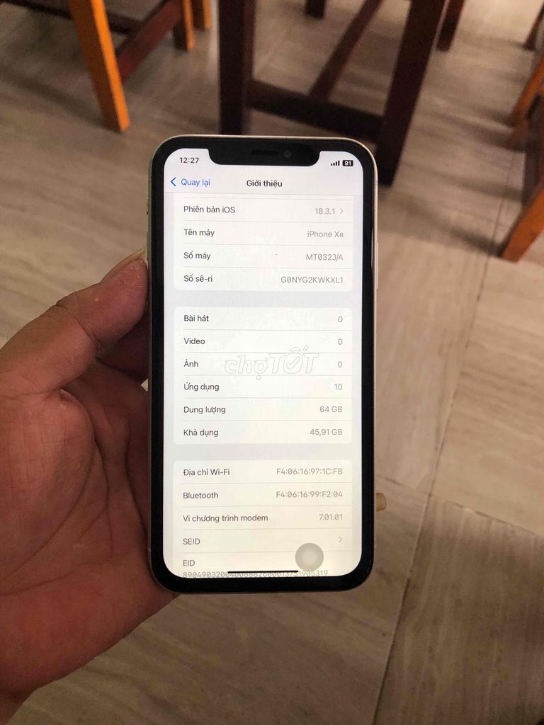 iphone xr 64gb qt có đổi