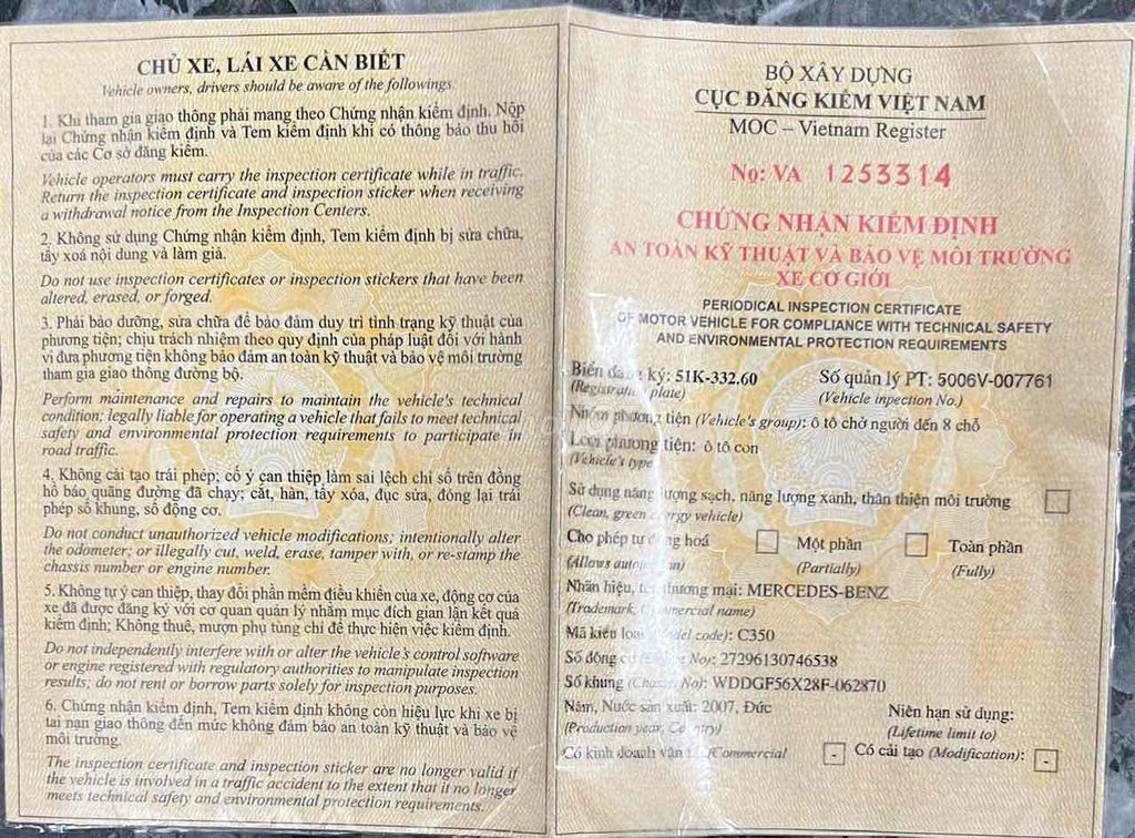 Mercedes Benz 2008 - 9 km. Mua bán Ô tô tại Quận Bình Tân Tp Hồ Chí Minh được đăng bởi cọp tâm hình 7