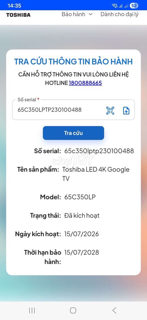 Tivi siêu to Toshiba xài lướt vài ngày, bh 2 năm. Mua bán Tivi, Âm thanh tại Quận Ninh Kiều Cần Thơ được đăng bởi Luật Nguyễn hình 1