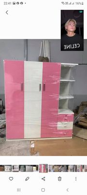 Tủ nhựa 003 cánh 1 kệ trắng hồng  free shipp