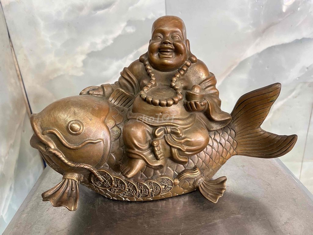 Tượng Phật Di Lặc Đồng Cưỡi cá chép. Mua bán Đồ sưu tầm, đồ cổ tại Quận Phú Nhuận Tp Hồ Chí Minh được đăng bởi Khanh ly hình 1