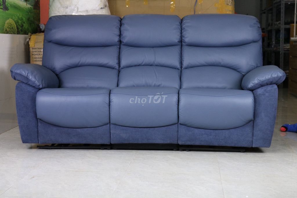 Ghế sofa 3 Leather & Fabric thư giãn chỉnh điện