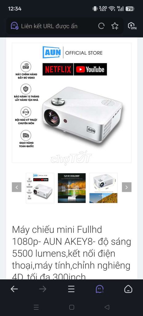 Máy chiếu AUN AKEY8 Trắng. Mua bán Đồ dùng văn phòng tại Huyện Ba Tri Bến Tre được đăng bởi Võ Hoài Thương  hình 1