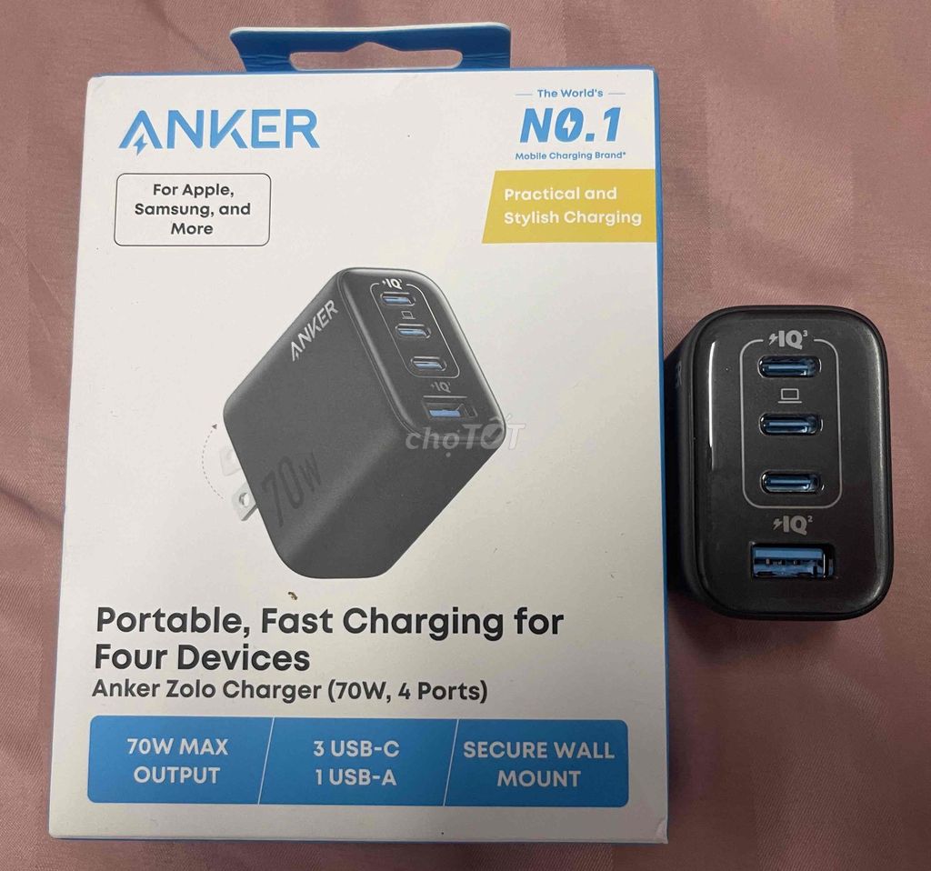 Sạc Anker Zolo 70W 4 cổng Đen. Mua bán Phụ kiện (Màn hình, Chuột...) tại Quận Phú Nhuận Tp Hồ Chí Minh được đăng bởi TITAN hình 1