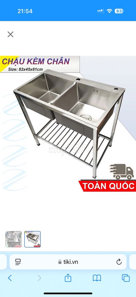 Bồn rữa chén inox 2 ngăn