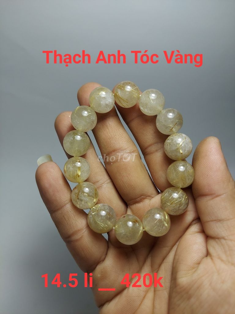 Vòng tay đá thạch anh tóc vàng tự nhiên 002