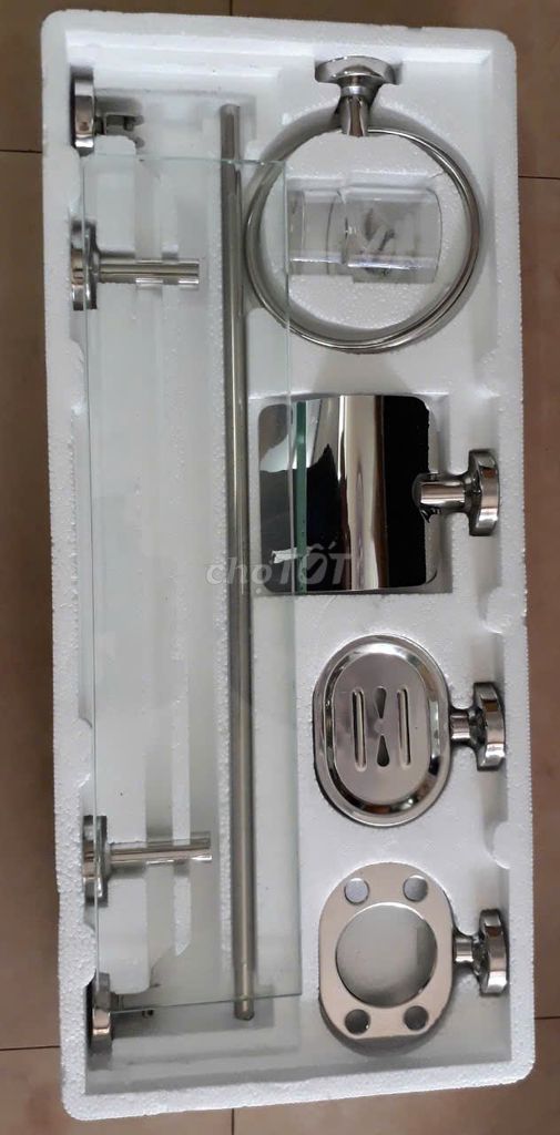 Bộ Phụ Kiện 6 Món 100% Inox Nhà Tắm Vít Nổi