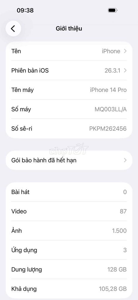Apple iPhone 14 Pro 128GB bản ll/a pin 85. Mua bán Điện thoại tại Quận Sơn Trà Đà Nẵng được đăng bởi Ngé tồ hình 1