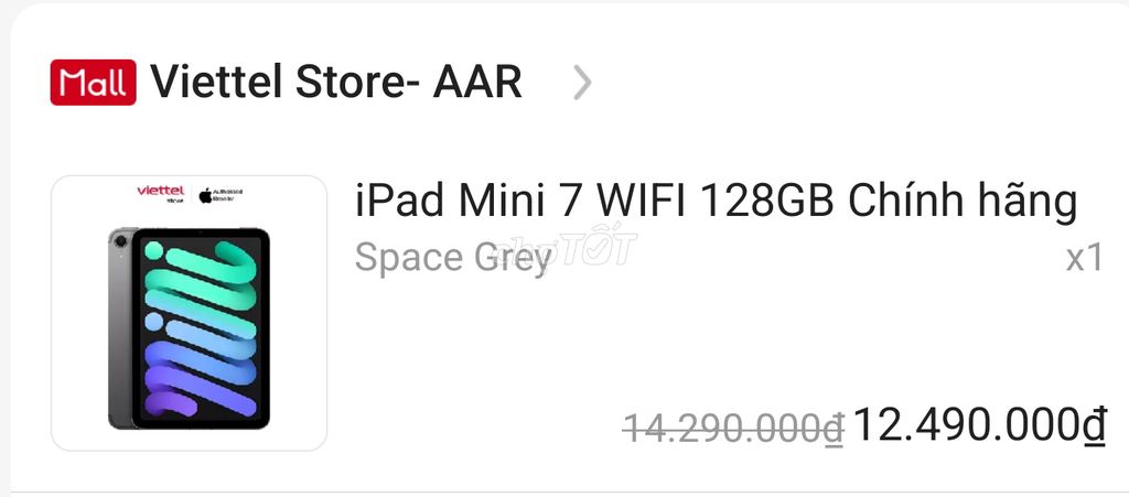 Apple iPad Mini 7 128GB Xám. Mua bán Máy tính bảng tại Thành phố Rạch Giá Kiên Giang được đăng bởi Hieu Nguyen hình 1