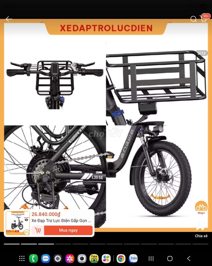 Thanh lý xe đạp trợ lực điện Engwe L20 SE.. Mua bán Xe điện tại Thành phố Đà Lạt Lâm Đồng được đăng bởi Quoc Binh hình 4