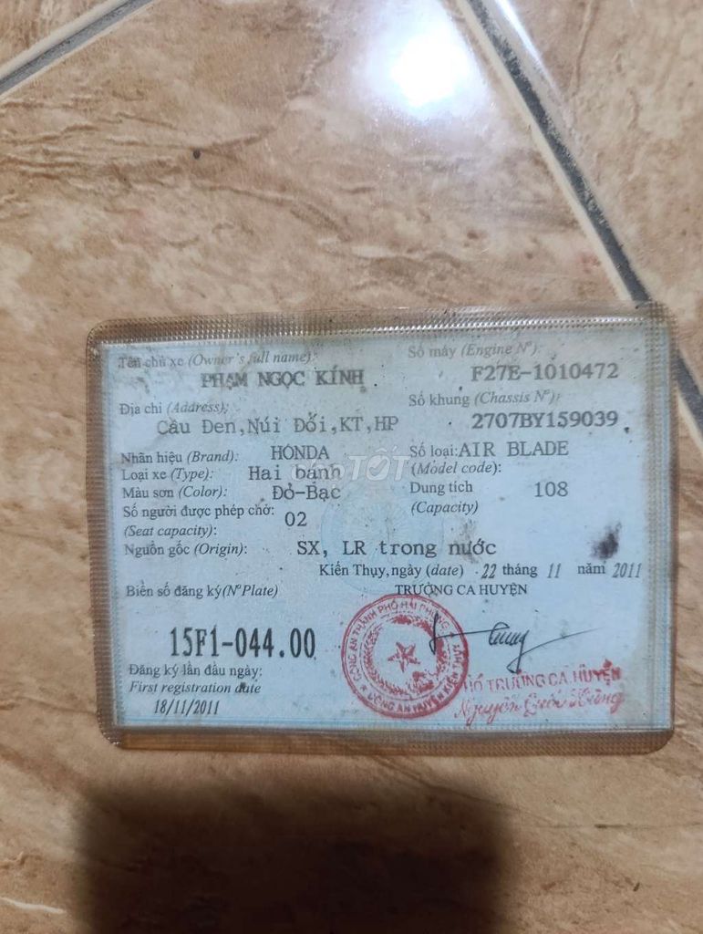Airblade fi đời 11.2011 xe êm chất khỏe giá 8tr800. Mua bán Xe máy tại Huyện Thuỷ Nguyên Hải Phòng được đăng bởi Nguyễn Thuyết hình 1