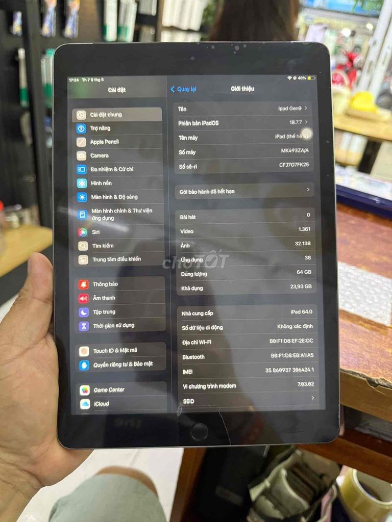 Apple iPad Gen 9 64GB Xám. Mua bán Máy tính bảng tại Quận Hai Bà Trưng Hà Nội được đăng bởi Nguyễn thanh hiếu  hình 1