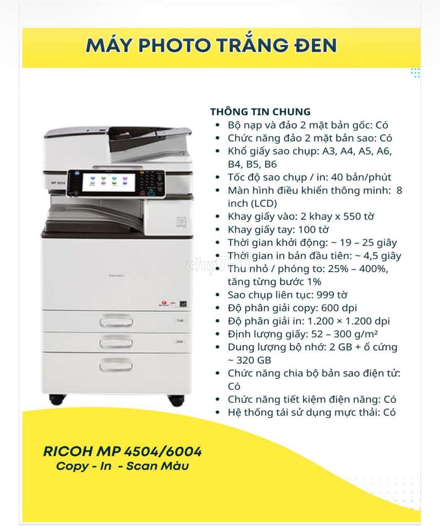 Máy photocopy Ricoh MP 4504/6004 Trắng. Mua bán Đồ dùng văn phòng tại Quận Ninh Kiều Cần Thơ được đăng bởi tiến hình 1
