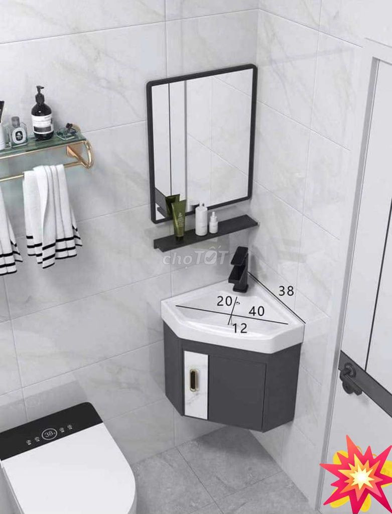 Bộ tủ lavabo treo góc tường nhỏ gọn