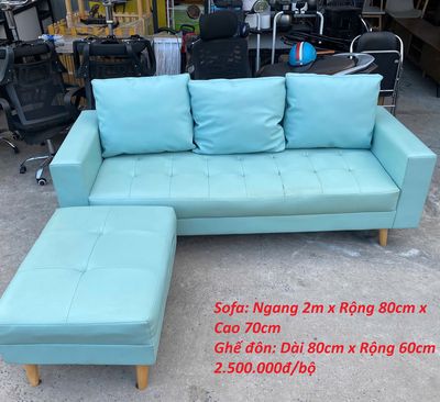 Bộ Sofa Da Màu Xanh Ngọc 2m Kèm Đôn Thanh Lý. Mua bán Bàn ghế tại Quận Bình Thạnh Tp Hồ Chí Minh được đăng bởi MsĐông 