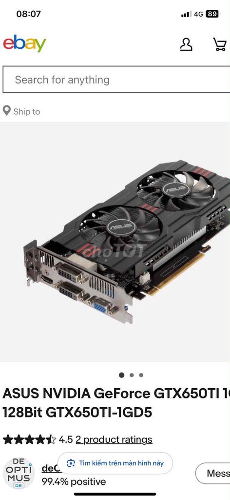Card đồ họa ASUS GTX650TI-1GD5. Mua bán Linh kiện (RAM, Card...) tại Huyện Phú Xuyên Hà Nội được đăng bởi Lê Anh Đức hình 1