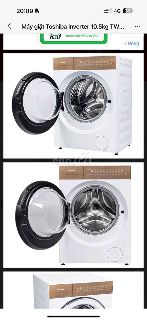 Máy giặt Toshiba 10.5kg cửa trước. Mua bán Máy giặt tại Huyện Hoài Đức Hà Nội được đăng bởi Quang Toàn Nhà Đất hình 1