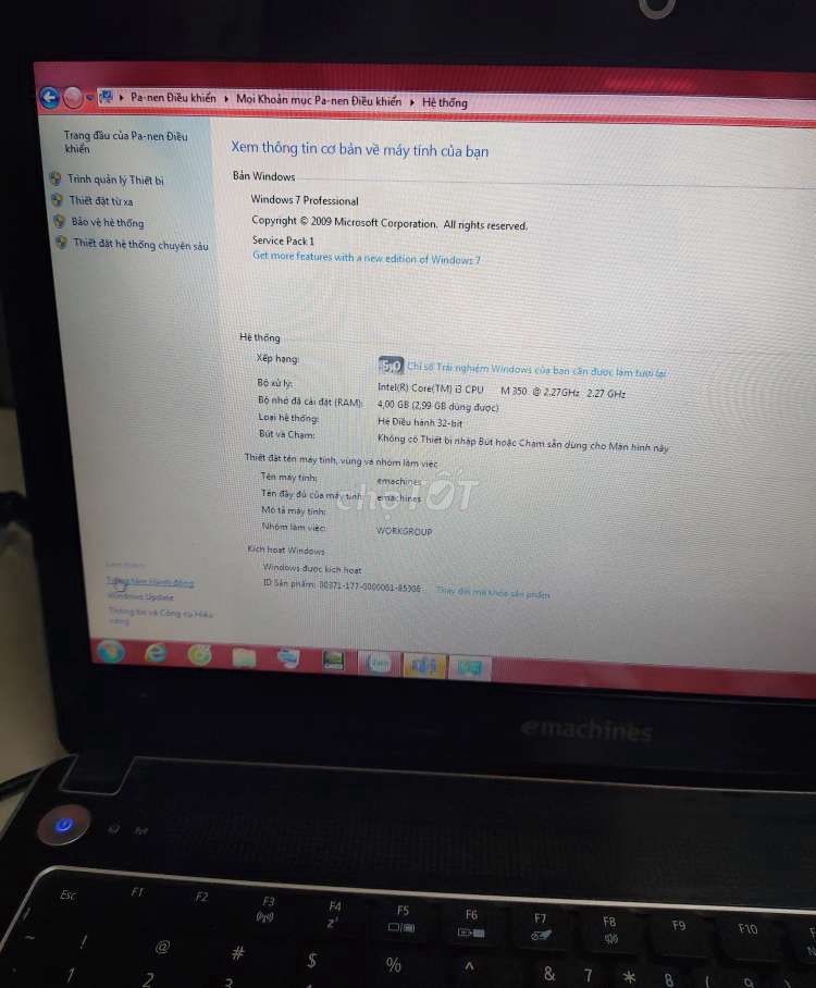 Laptop emachines D730g ram4gb chip i3 gen3