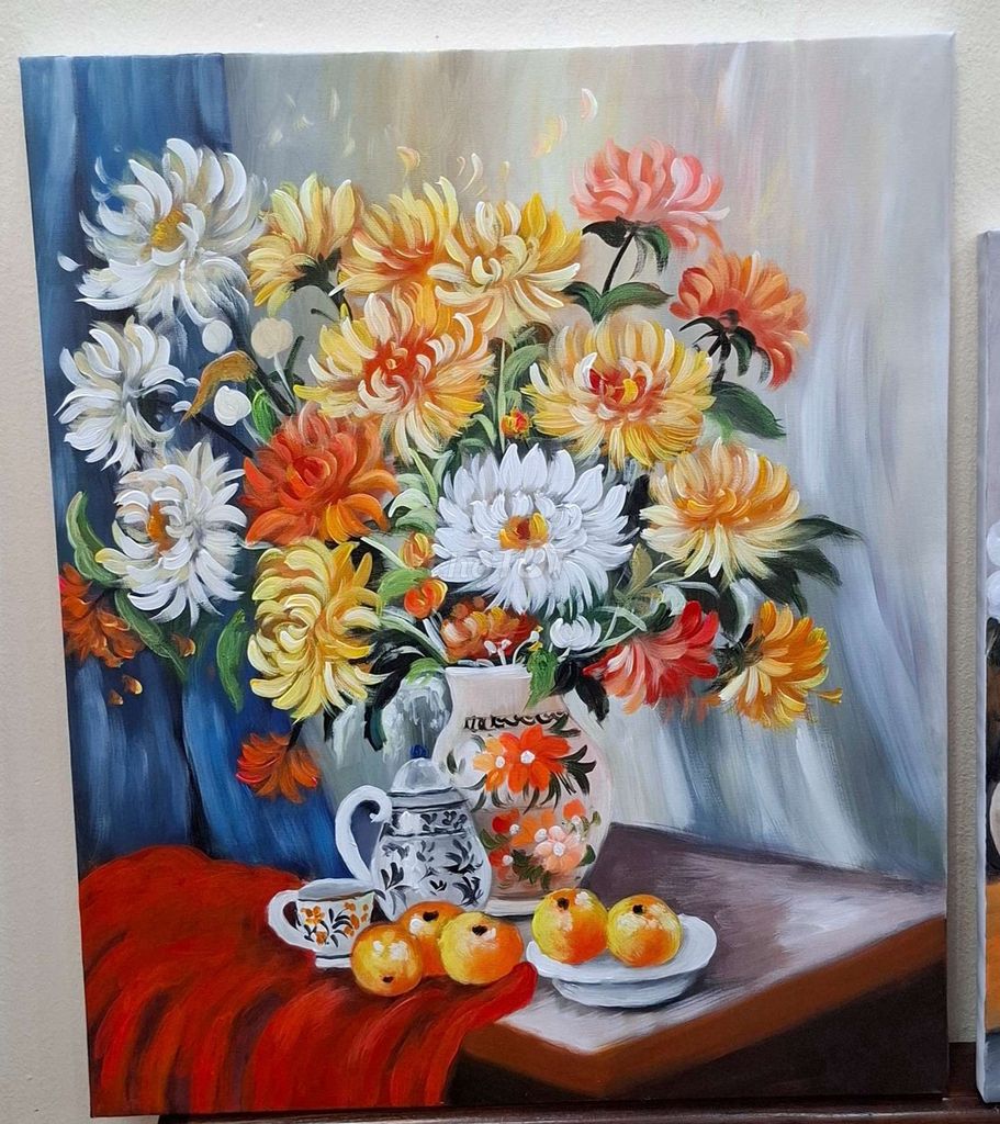Tranh sơn dầu Tĩnh vật khổ 50x60. Mua bán Đồ sưu tầm, đồ cổ tại Huyện Gia Lâm Hà Nội được đăng bởi Tranh Sơn Dầu MTGVN hình 1