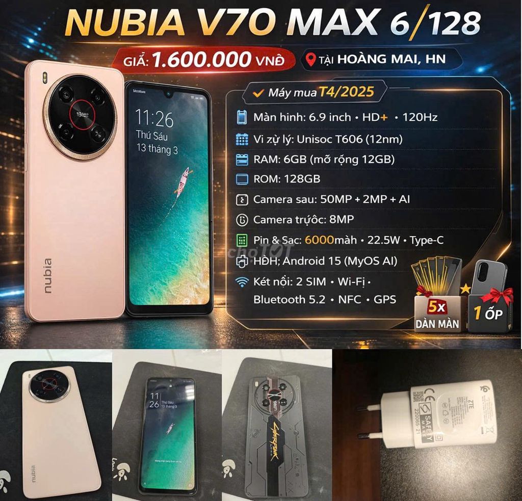 Nubia V70 Max 128GB. Mua bán Điện thoại tại Quận Hoàng Mai Hà Nội được đăng bởi Cuong hình 1