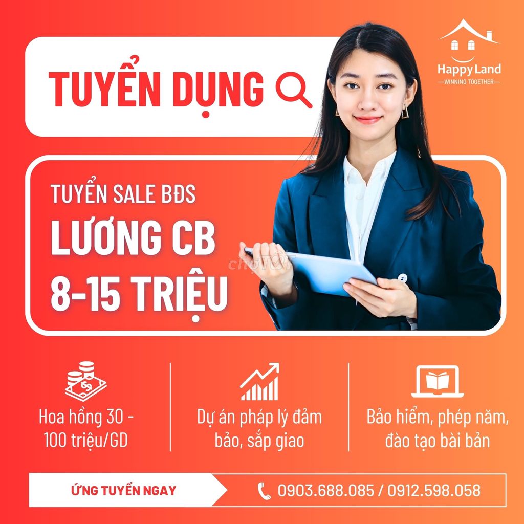 TUYẾN 8 NVKD, LƯƠNG 8-15 TR + HH 30-150 TRIỆU/GD