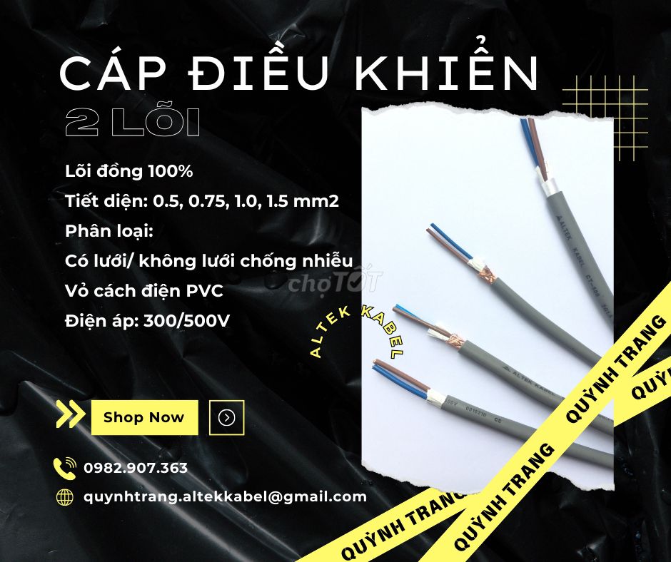 Cáp điều khiển, truyền tín hiệu 2 lõi Altek Kabel