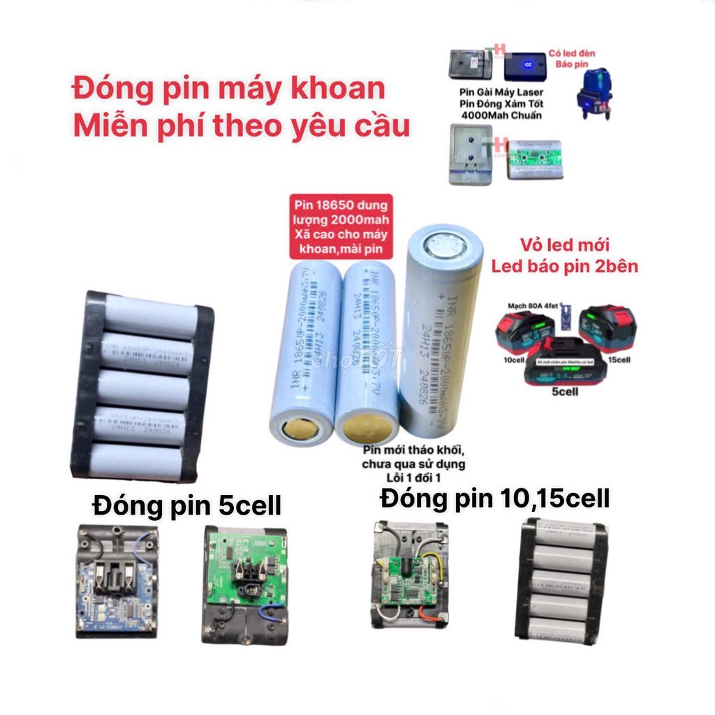 pin 18650 xám dung lượng cao 2000mAh xã cao