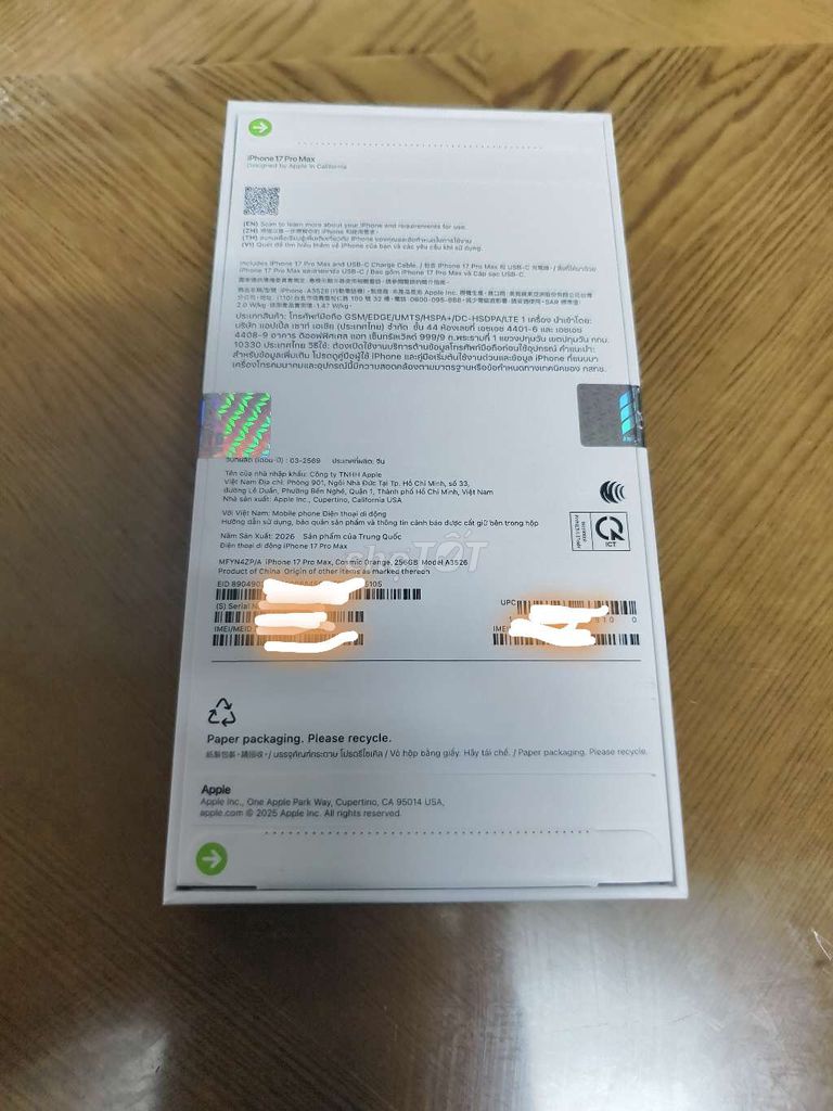 Apple iPhone 17 Pro Max 256GB Cam. Mua bán Điện thoại tại Thành phố Hải Dương Hải Dương được đăng bởi Tú Bean hình 1