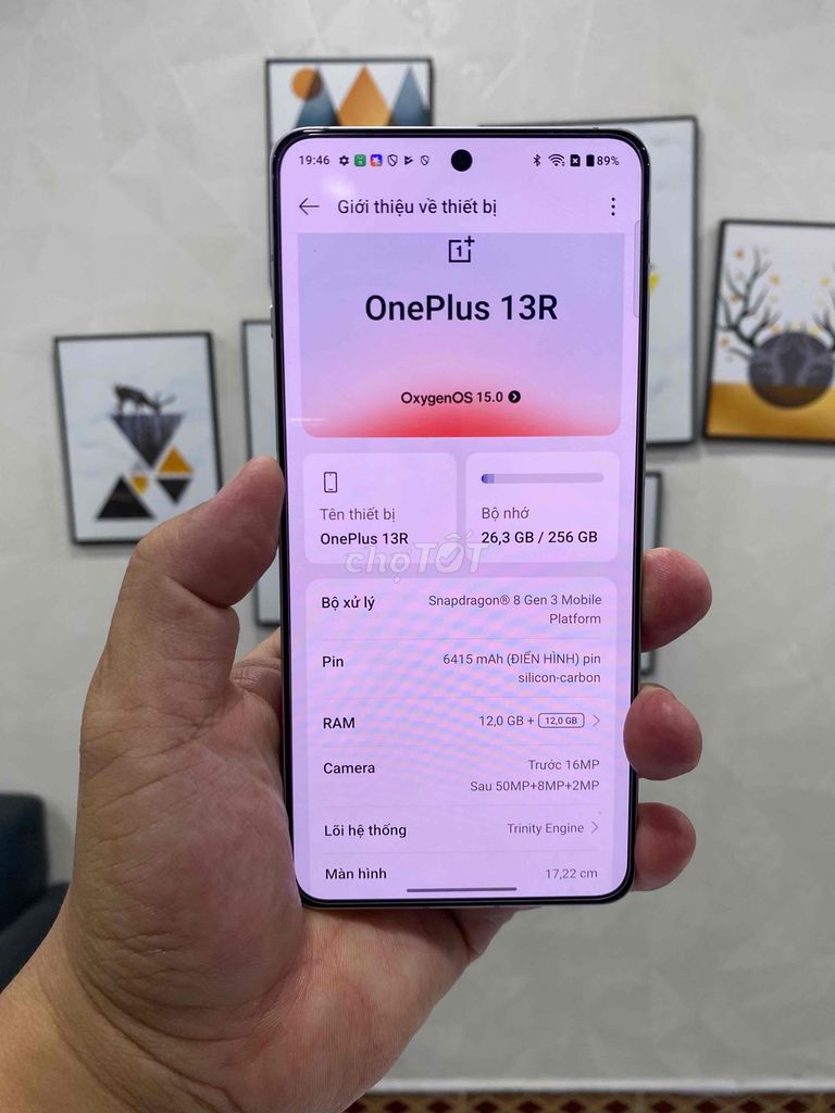 Oneplus Ace 5 Rom Quốc tế Snap 8G3 12/256 pin 6415