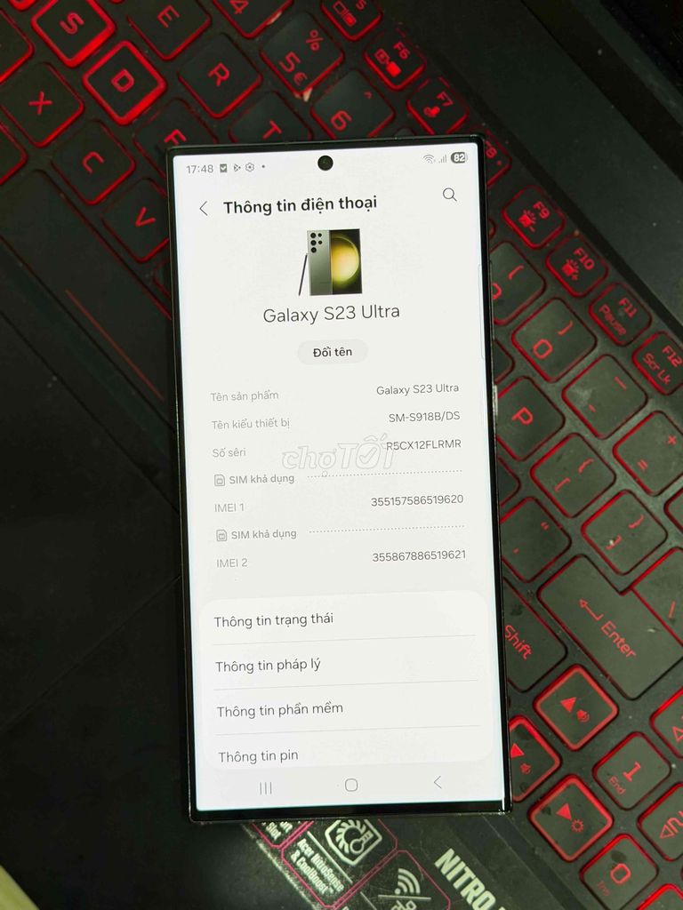 Samsung S23 Ultra 256GB xám  Việt Nam. Mua bán Điện thoại tại Quận Ngũ Hành Sơn Đà Nẵng được đăng bởi terry16 hình 1