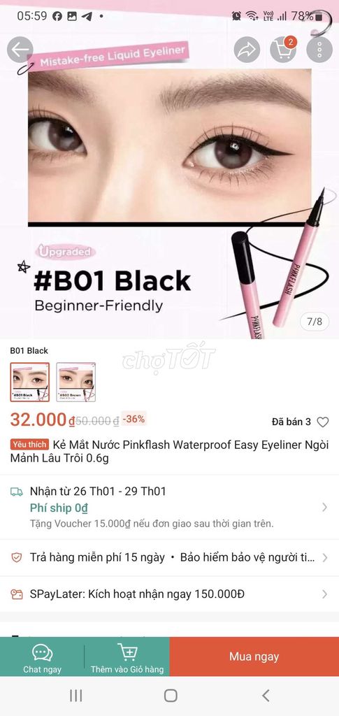 Kẻ mắt nước Pinkflash Đen Nữ. Mua bán Phụ kiện thời trang khác tại Thành phố Vĩnh Long Vĩnh Long được đăng bởi ST STORE chuyên sỉ hình 1