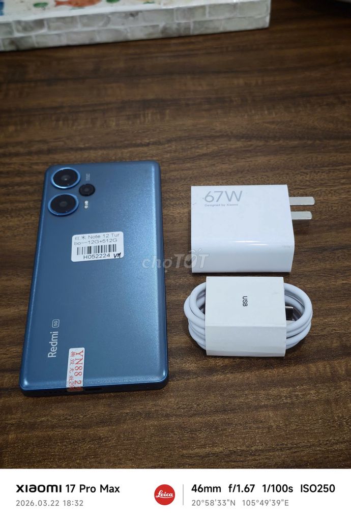 Redmi Note 12 Turbo 12/512 Xanh sạc67w có ship COD. Mua bán Điện thoại tại Quận Ba Đình Hà Nội được đăng bởi Android Top hình 1