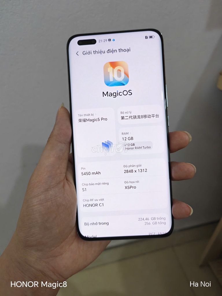 Honor Magic 5 pro 12+256Gb pin 91%. Mua bán Điện thoại tại Huyện Sóc Sơn Hà Nội được đăng bởi Vuong Xuan Hung hình 1