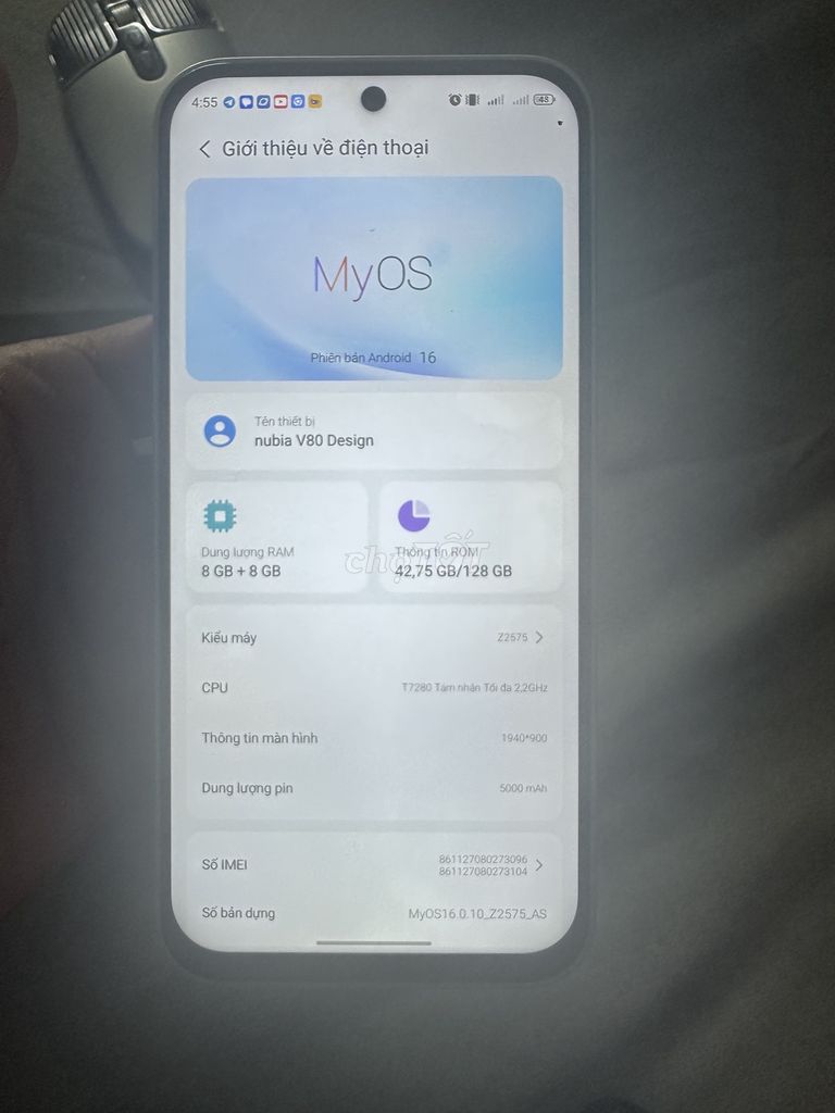 Nubia V80 Design 128GB Xanh. Mua bán Điện thoại tại Quận Hoàng Mai Hà Nội được đăng bởi Hoang anh hình 1